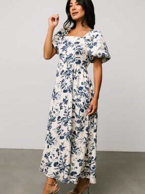 Baltic Born Graceland Maxi Dress | Cream + Navy Floral Size MM